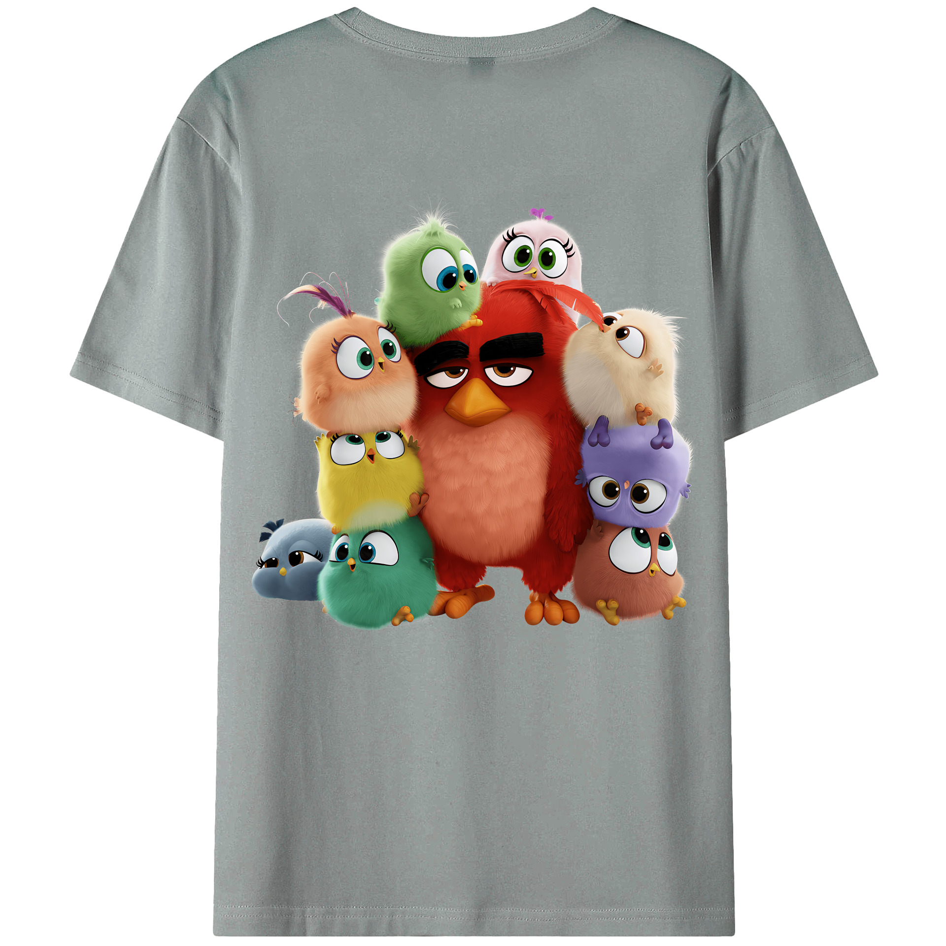 （画像用） Angry Birds アングリーバード 綿100％ メンズ半袖Tシャツ（バックプリント） 通気性